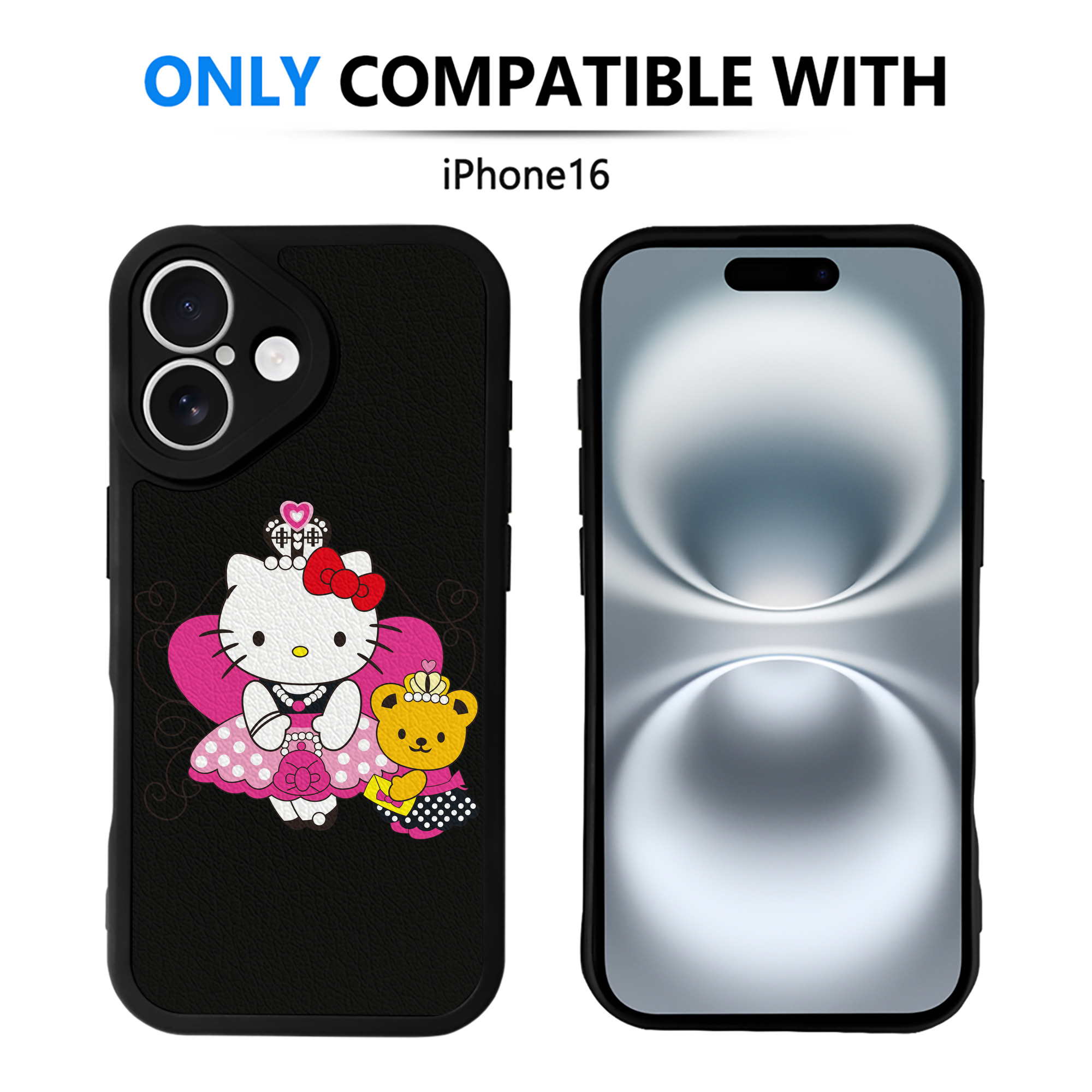 （画像用） Hello Kitty ハローキティ 【iPhone 16シリーズ対応】シリコンスマホケース（レザー調） 材質：シリコン